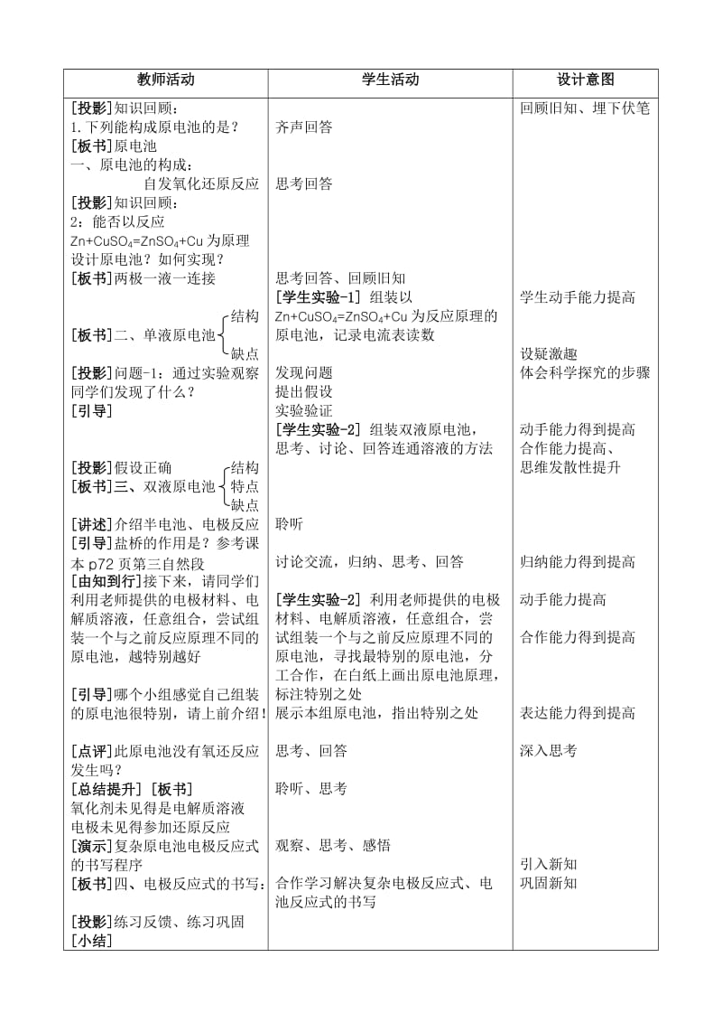 2019-2020年高中化学 《化学反应原理》第四章 第一节原电池教学设计 新人教版选修4.doc_第2页