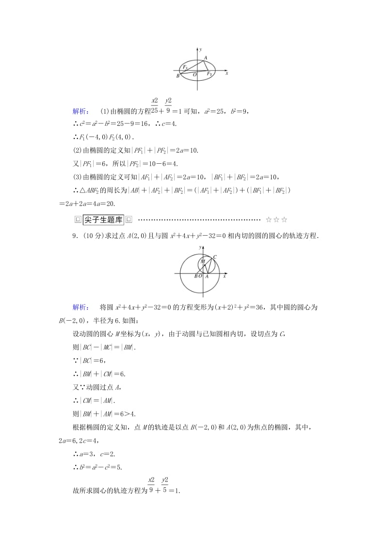 2019-2020年高中数学第二章圆锥曲线与方程2.1.1椭圆及其标准方程高效测评新人教A版选修.doc_第3页