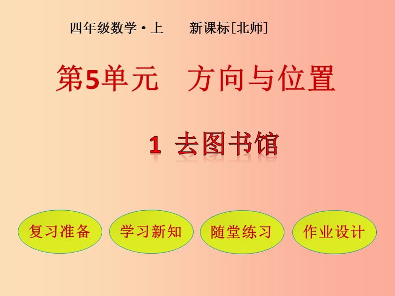 四年级数学上册 第5单元 方向与位置 第1节 去图书馆课件 北师大版.ppt_第1页