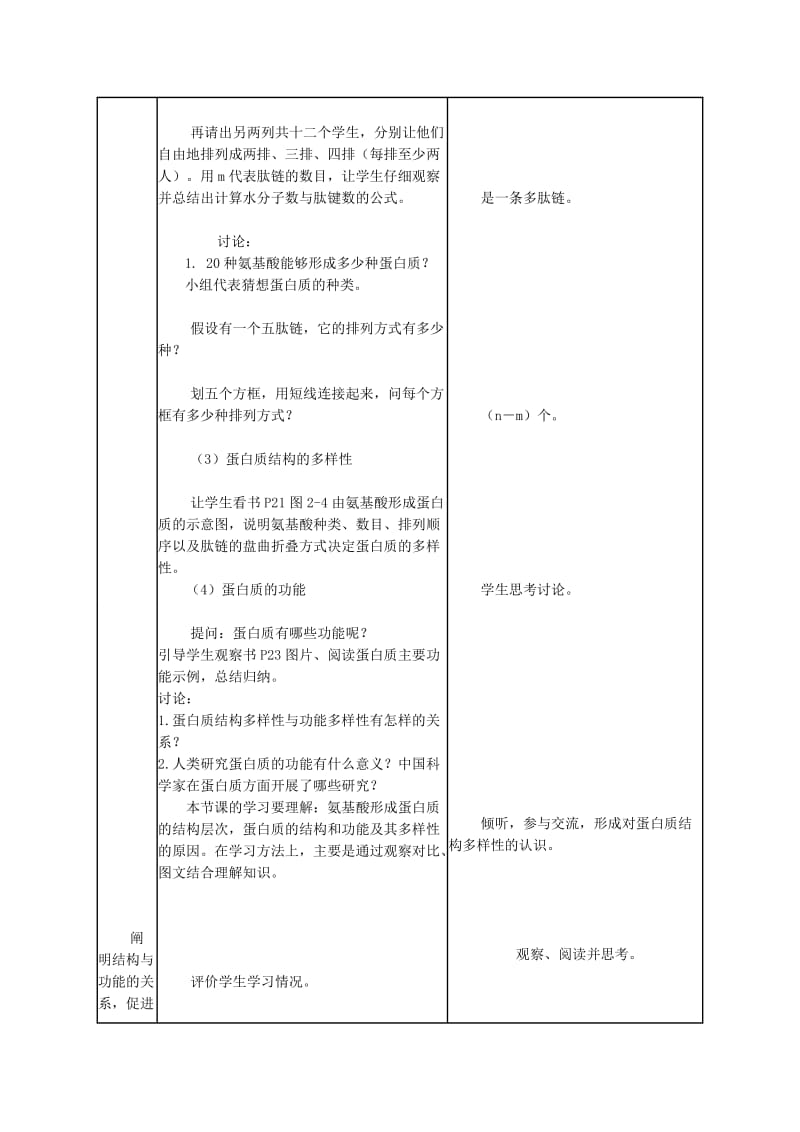 2019-2020年高中生物《生命活动的主要承担着-蛋白质》教学设计 新人教版必修1.doc_第3页