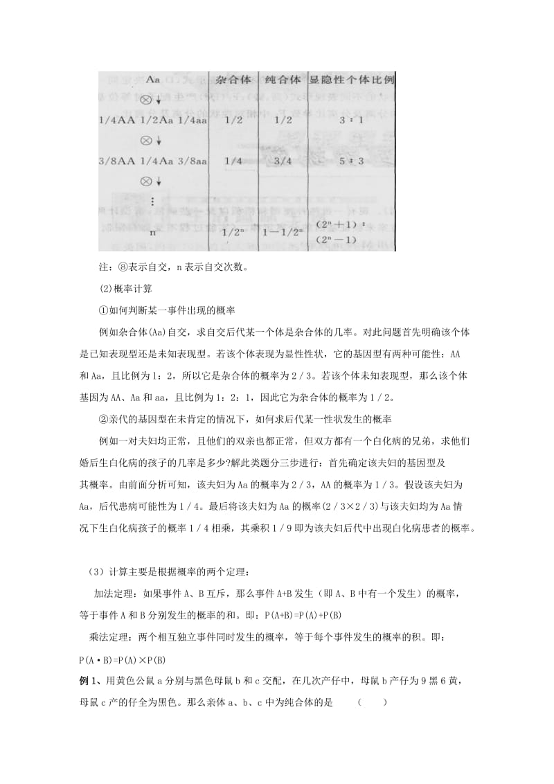 2019-2020年高三生物总复习 第16讲 基因的分离规律教案.doc_第3页