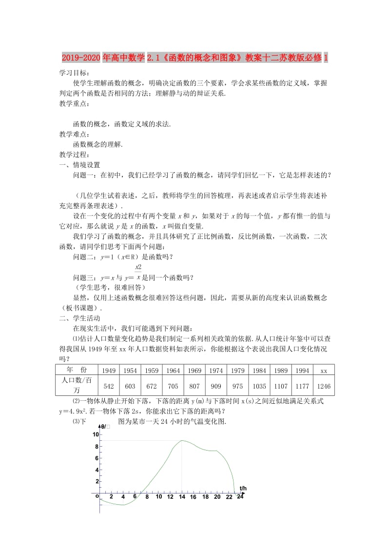 2019-2020年高中数学2.1《函数的概念和图象》教案十二苏教版必修1.doc_第1页