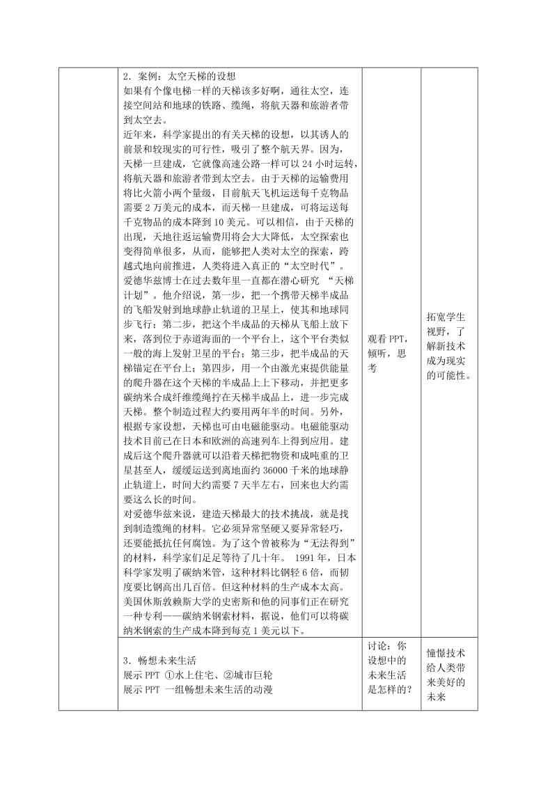 2019-2020年高三通用技术 《技术与设计》1.3技术的未来教学设计.doc_第3页