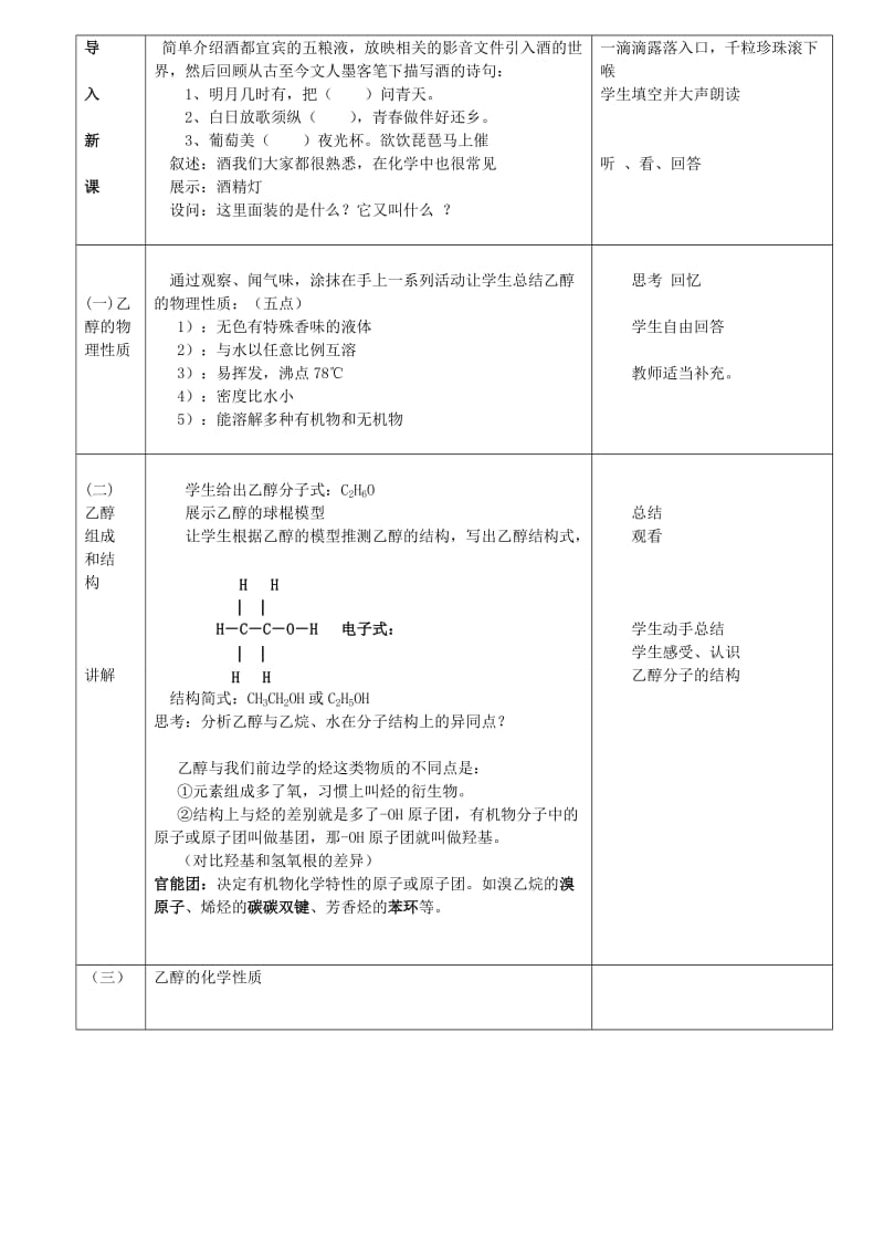 2019-2020年高中化学 乙醇教学设计 新人教版必修2.doc_第2页