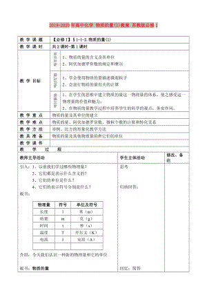 2019-2020年高中化學 物質(zhì)的量(1)教案 蘇教版必修1.doc