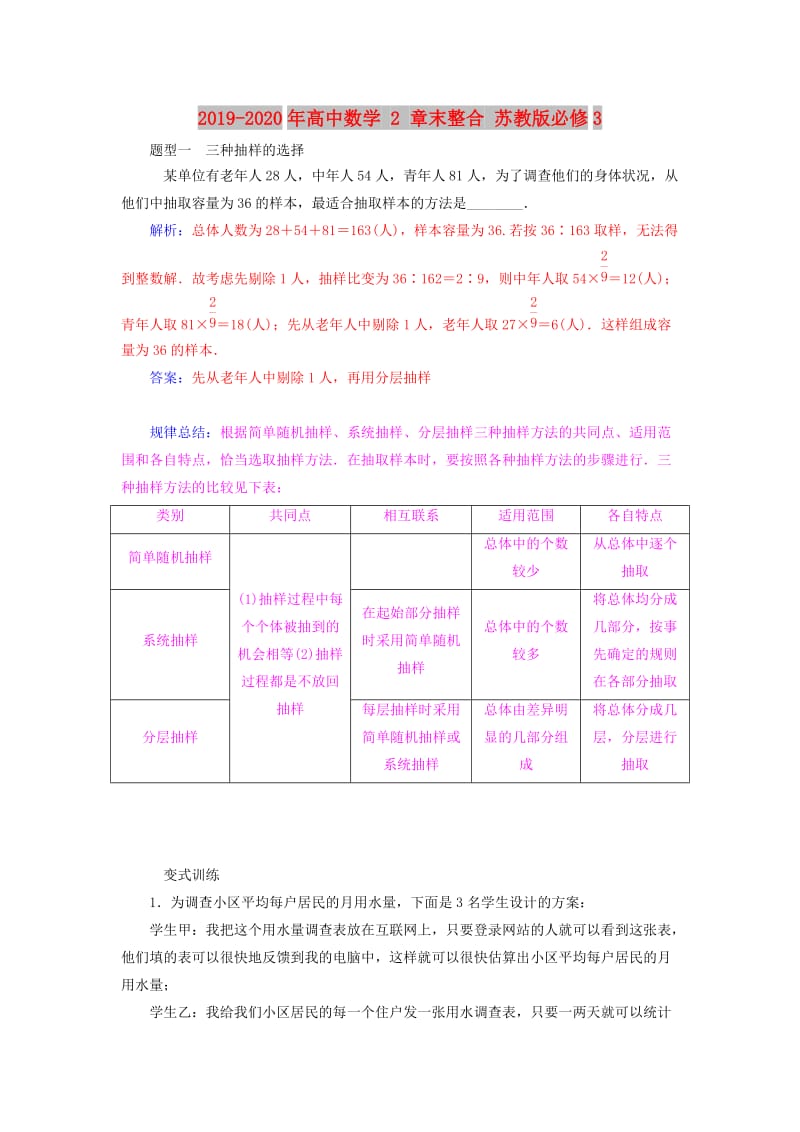 2019-2020年高中数学 2 章末整合 苏教版必修3.doc_第1页