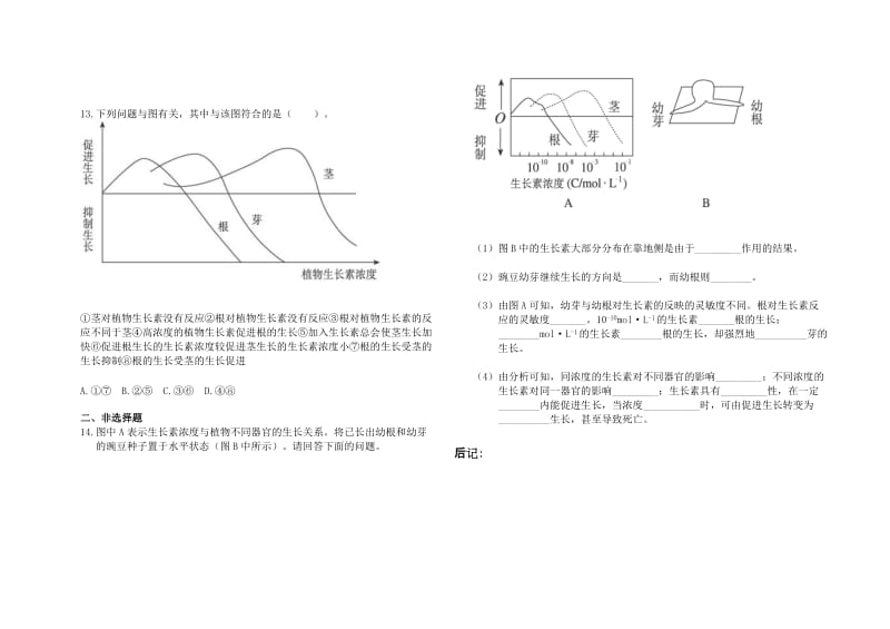 2019-2020年高中生物 第3章 第2节植物生长素的生理作用导学案 新人教版必修3.doc_第2页