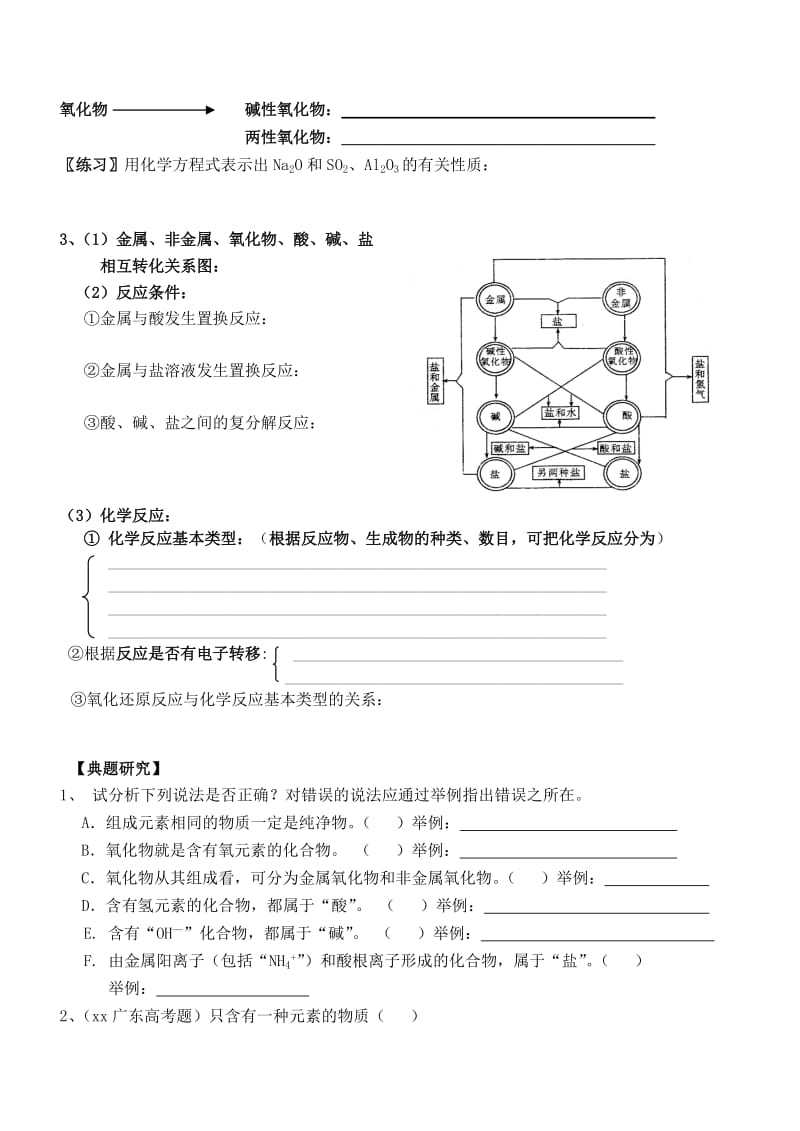 2019-2020年高二化学物质的组成、分类及转化必修班会考复习教学案 苏教版 必修1.doc_第2页