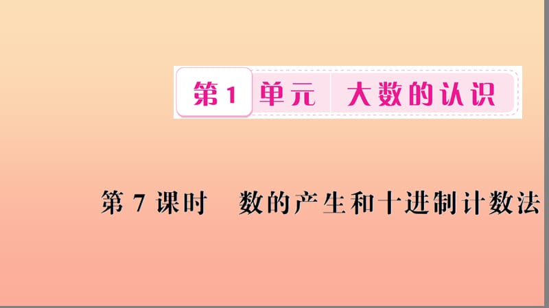 四年级数学上册 1 大数的认识 第7课时 数的产生和十进制计数法习题课件 新人教版.ppt_第1页