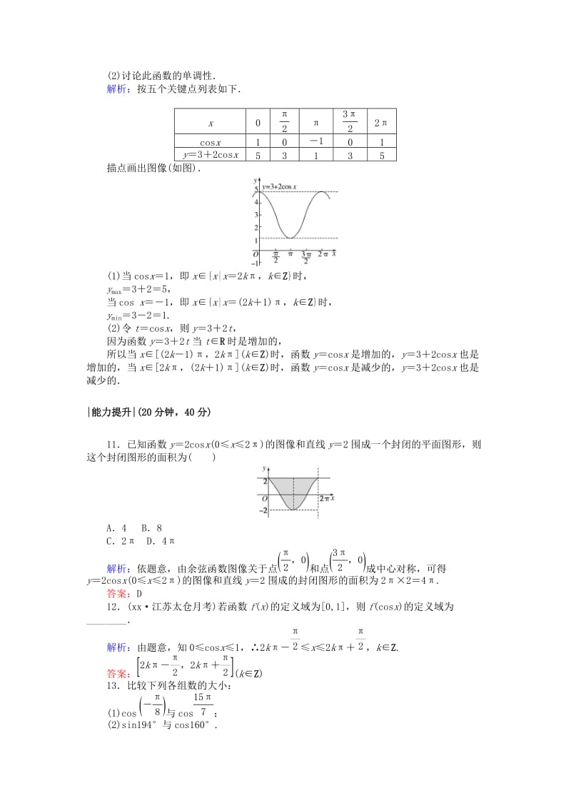 2019-2020年高中数学课时作业6余弦函数的图像余弦函数的性质北师大版必修.doc_第3页