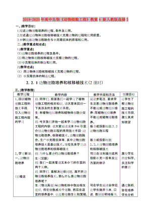 2019-2020年高中生物《動物細(xì)胞工程》教案4 新人教版選修3.doc