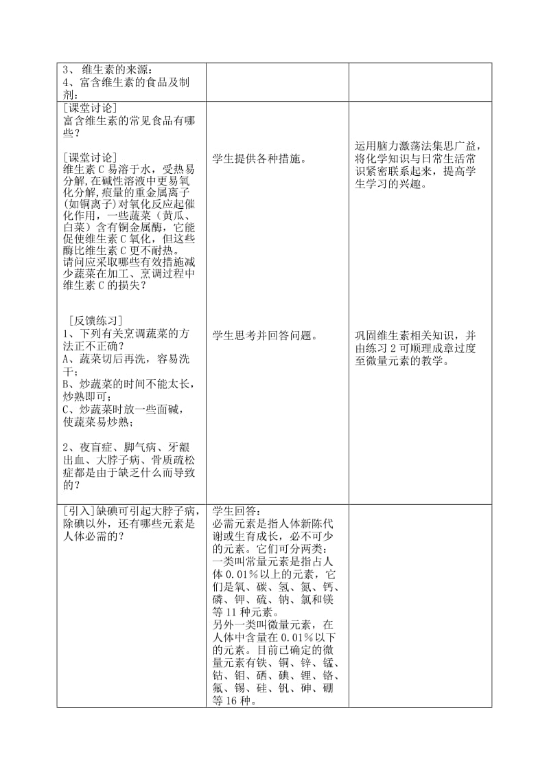 2019-2020年高中化学 第一章第四节 维生素和微量元素教案（4） 新人教版选修1.doc_第3页