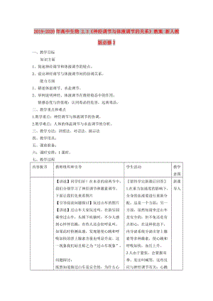 2019-2020年高中生物 2.3《神經(jīng)調(diào)節(jié)與體液調(diào)節(jié)的關(guān)系》教案 新人教版必修3.doc