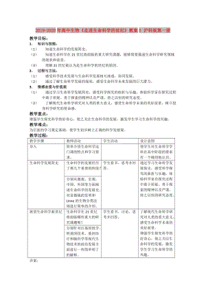 2019-2020年高中生物《走進(jìn)生命科學(xué)的世紀(jì)》教案5 滬科版第一冊.doc