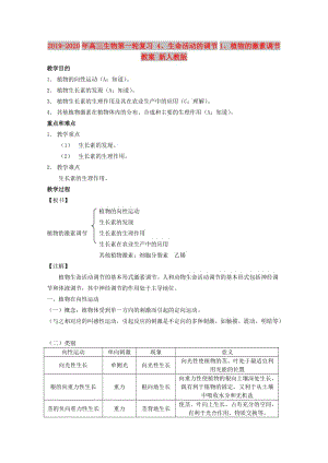 2019-2020年高三生物第一輪復(fù)習(xí) 4、生命活動(dòng)的調(diào)節(jié)1、植物的激素調(diào)節(jié)教案 新人教版.doc