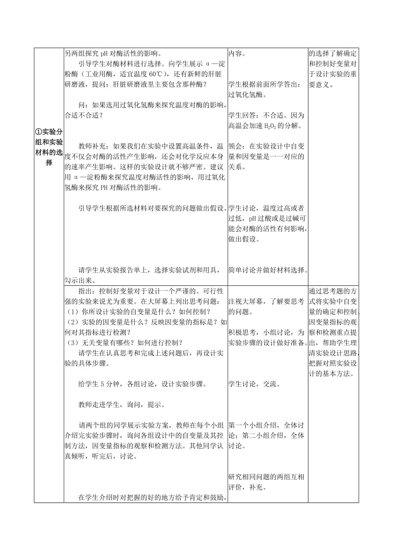 2019-2020年高中生物 探究影响酶活性的因素（温度和pH）教学设计 新人教版必修1.doc_第2页