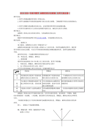 2019-2020年高中數(shù)學(xué) 函數(shù)的表示法教案 北師大版必修1.doc