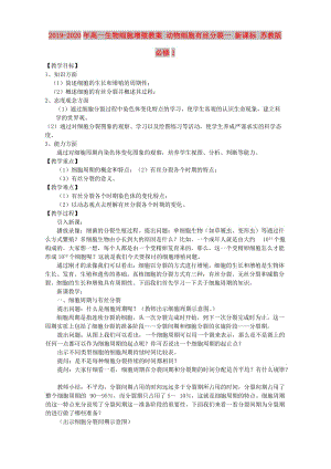 2019-2020年高一生物細胞增殖教案 動物細胞有絲分裂一 新課標 蘇教版必修1.doc