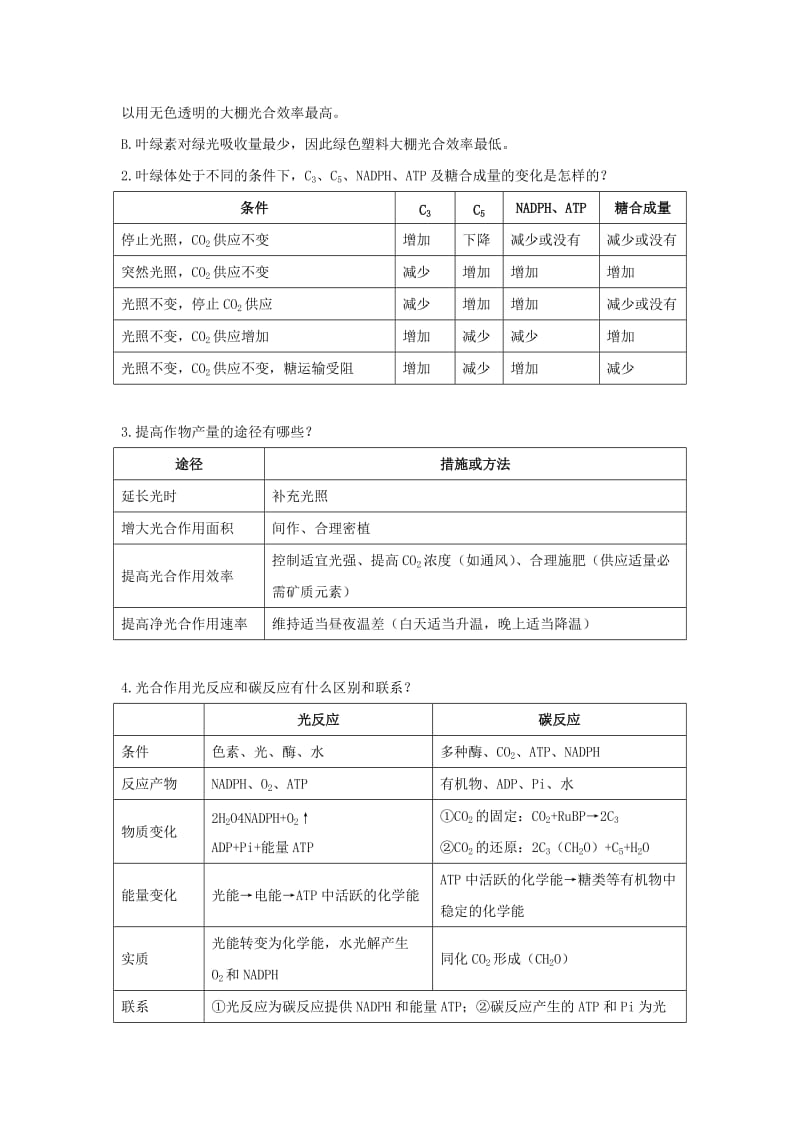 2019-2020年高中生物 第五节光合作用辅导教案 浙科版.doc_第3页