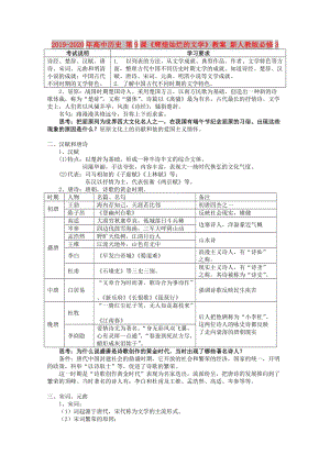 2019-2020年高中歷史 第9課《輝煌燦爛的文學(xué)》教案 新人教版必修3.doc