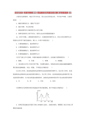 2019-2020年高中物理 1.5受迫振動與共振自我小測 滬科版選修3-4.doc