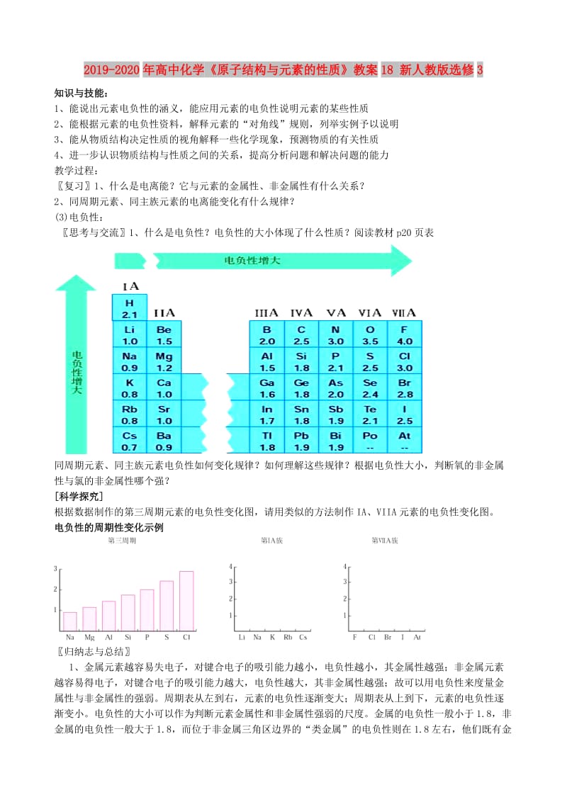 2019-2020年高中化学《原子结构与元素的性质》教案18 新人教版选修3.doc_第1页