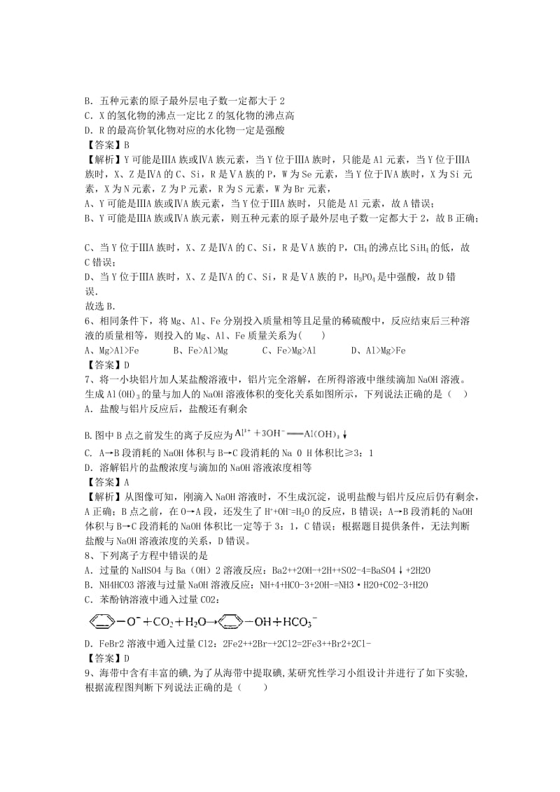 2019-2020年高三化学二轮复习 考点综合训练 化学资源开发利用（含解析）.doc_第2页