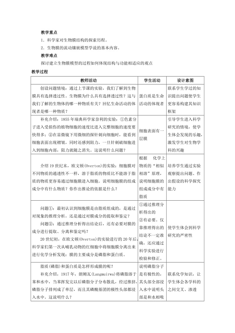 2019-2020年高中生物 《生物膜的流动镶嵌模型》教案15 新人教版必修1.doc_第2页