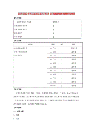 2019-2020年高三生物總復(fù)習(xí) 第18講 減數(shù)分裂和受精作用教案.doc