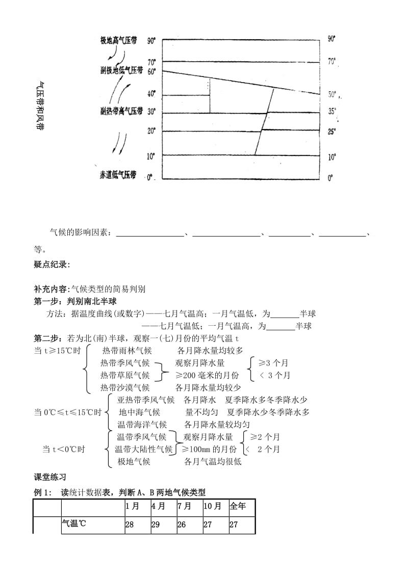 2019-2020年高一地理上册《气候类型》学案.doc_第2页