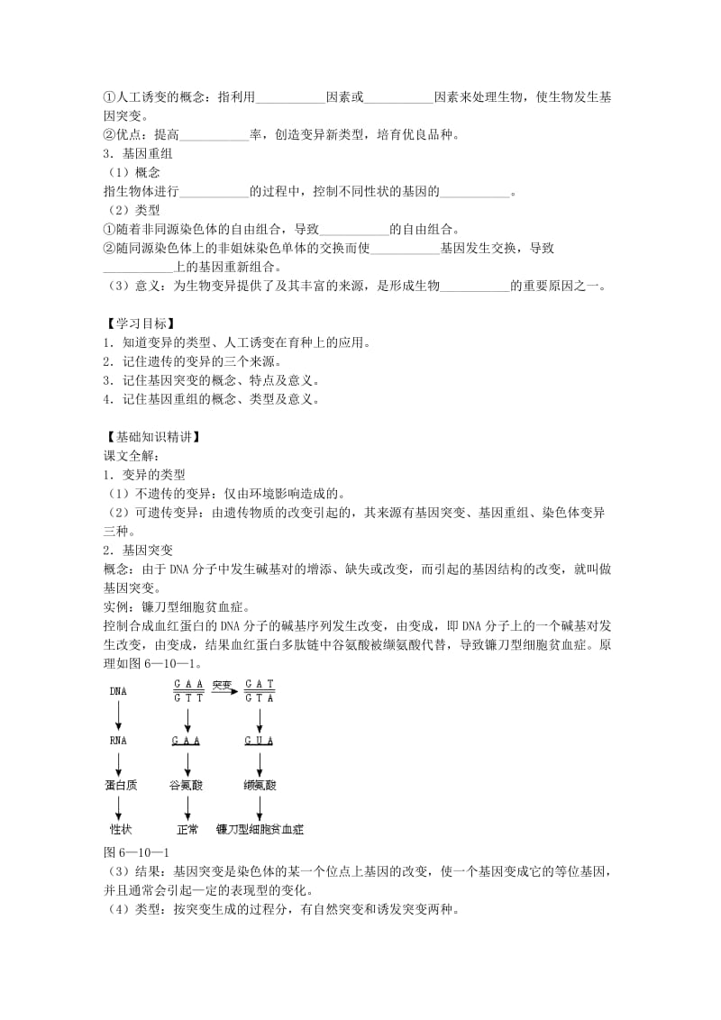 2019-2020年高三生物二轮复习 基因突变和基因重组教案 人教版.doc_第2页