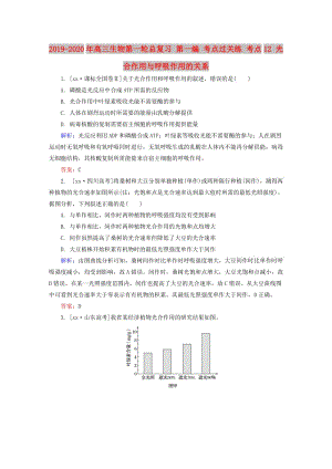 2019-2020年高三生物第一輪總復(fù)習(xí) 第一編 考點過關(guān)練 考點12 光合作用與呼吸作用的關(guān)系.doc