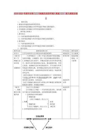 2019-2020年高中生物 1.1《細(xì)胞生活的環(huán)境》教案（1） 新人教版必修3.doc