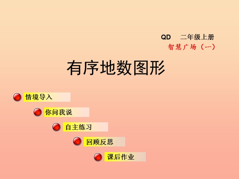 2019秋二年级数学上册 智慧广场一 有序地数图形课件 青岛版.ppt_第1页