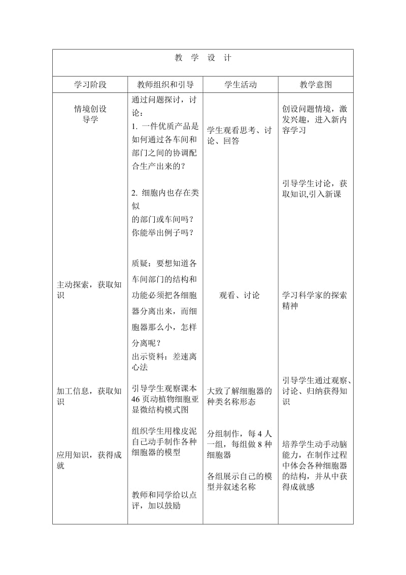 2019-2020年高中生物 3.2细胞器-系统内的分工合作教案 新人教版必修1.doc_第3页