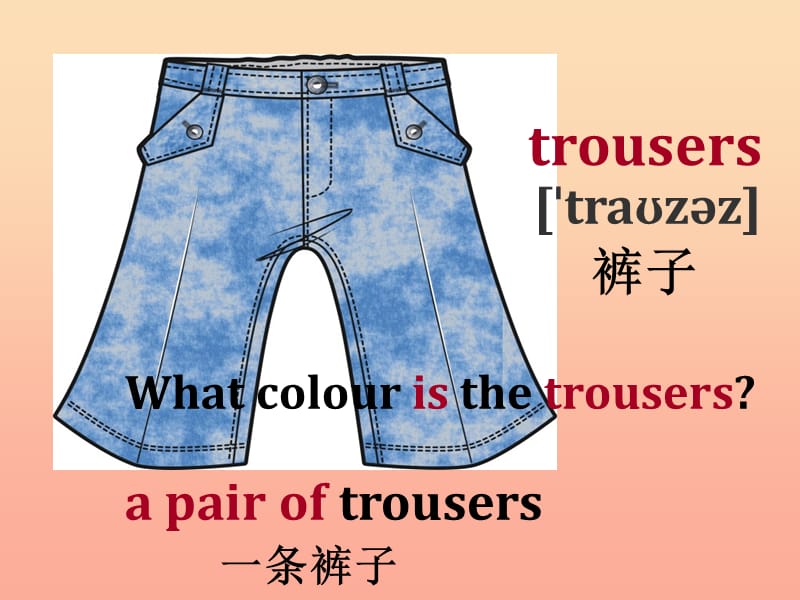 2019春四年级英语下册 Lesson 2《What colour are the trousers》课件5 科普版.ppt_第1页