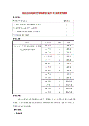 2019-2020年高三生物總復習 第33講 免疫調節(jié)教案.doc