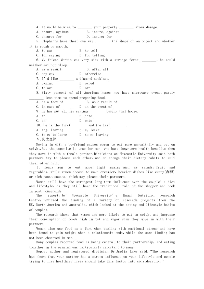 2019-2020年高中英语 Module 1 Our body and healthy habits同步练习4 外研版必修2 (I).doc_第2页