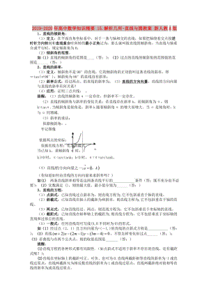 2019-2020年高中數(shù)學知識精要 15.解析幾何-直線與圓教案 新人教A版.doc