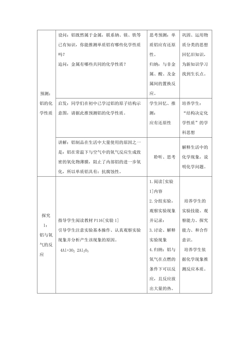 2019-2020年高中化学 第4章 元素与材料世界 第2节 铝 金属材料教案（1） 鲁科版必修1.doc_第2页