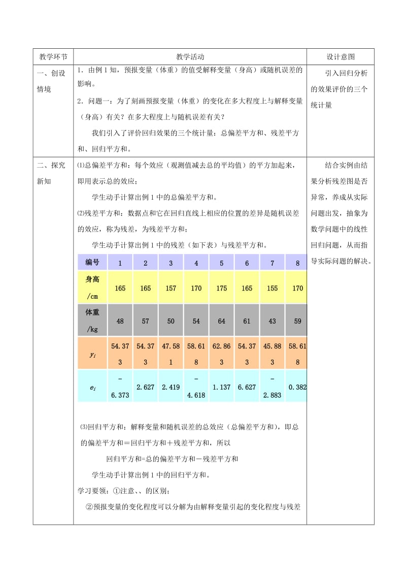 2019-2020年高中数学第一章统计案例1.1回归分析的基本思想及初步应用2教案新人教A版选修.doc_第2页