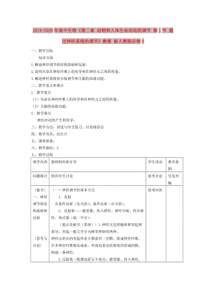 2019-2020年高中生物《第二章 動(dòng)物和人體生命活動(dòng)的調(diào)節(jié) 第1節(jié) 通過(guò)神經(jīng)系統(tǒng)的調(diào)節(jié)》教案 新人教版必修3 .doc