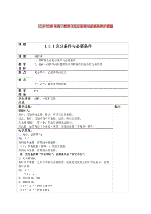 2019-2020年高一數(shù)學《充分條件與必要條件》教案.doc