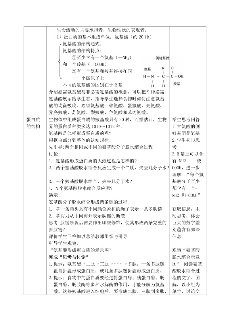 2019-2020年高中生物 2.2生命活动的主要承担者蛋白质1教案 新人教版必修1.doc_第3页