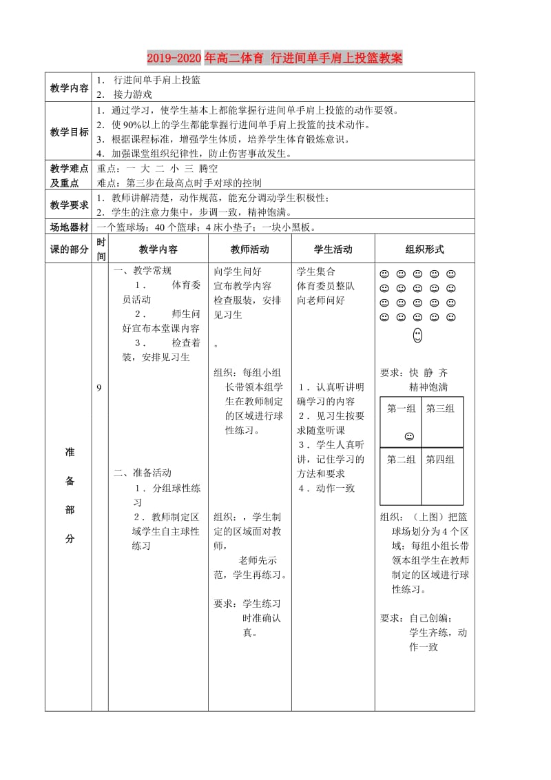 2019-2020年高二体育 行进间单手肩上投篮教案.doc_第1页