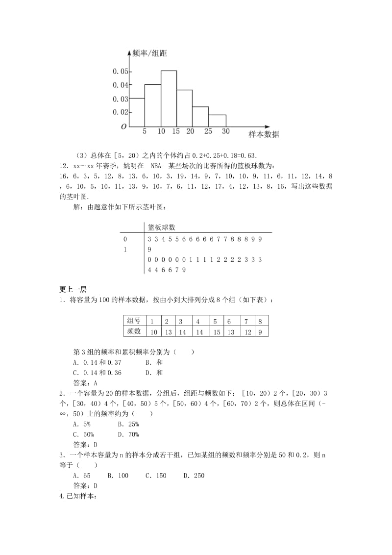 2019-2020年高中数学 第2章 统计 2.2 总体分布的估计 2.2.3 茎叶图自我检测 苏教版必修3.doc_第3页