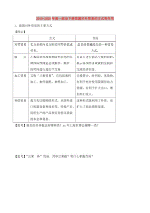 2019-2020年高一政治下冊(cè)我國(guó)對(duì)外貿(mào)易的方式和作用.doc