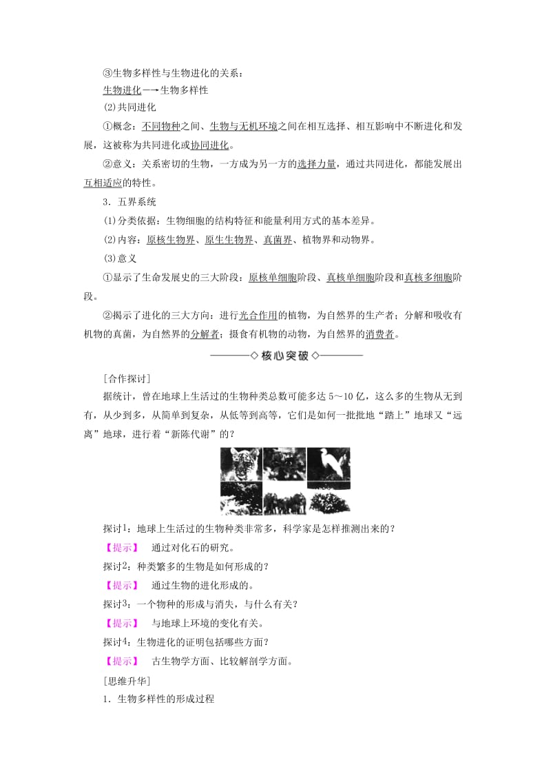 2019-2020年高中生物第5章生物的进化第2节生物进化和生物多样性学案苏教版必修.doc_第2页