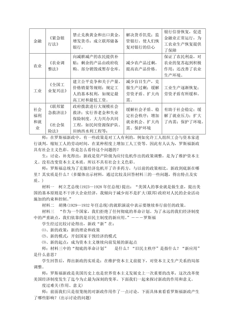 2019-2020年高中历史 6.2 罗斯福新政教案 人民版必修2.doc_第3页