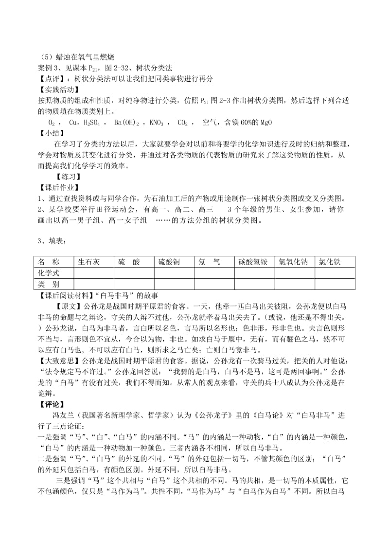 2019-2020年高中化学《物质的分类》教案8 新人教版必修1.doc_第2页